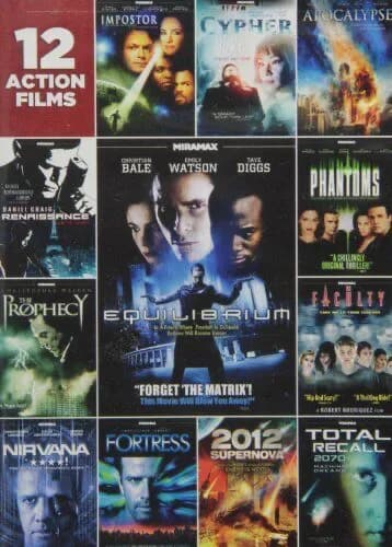 12-Film Action Pack: Renaissance / Equilibrium / Total Recall 2070 / Fortress / Faculty / Phantoms / Cypher / Nirvana / ...