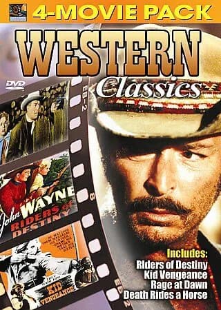 Western Classics: 4 Movie Pack: Riders Of Destiny / Kid Vegenance / Rage At Dawn / Death Rides A Horse